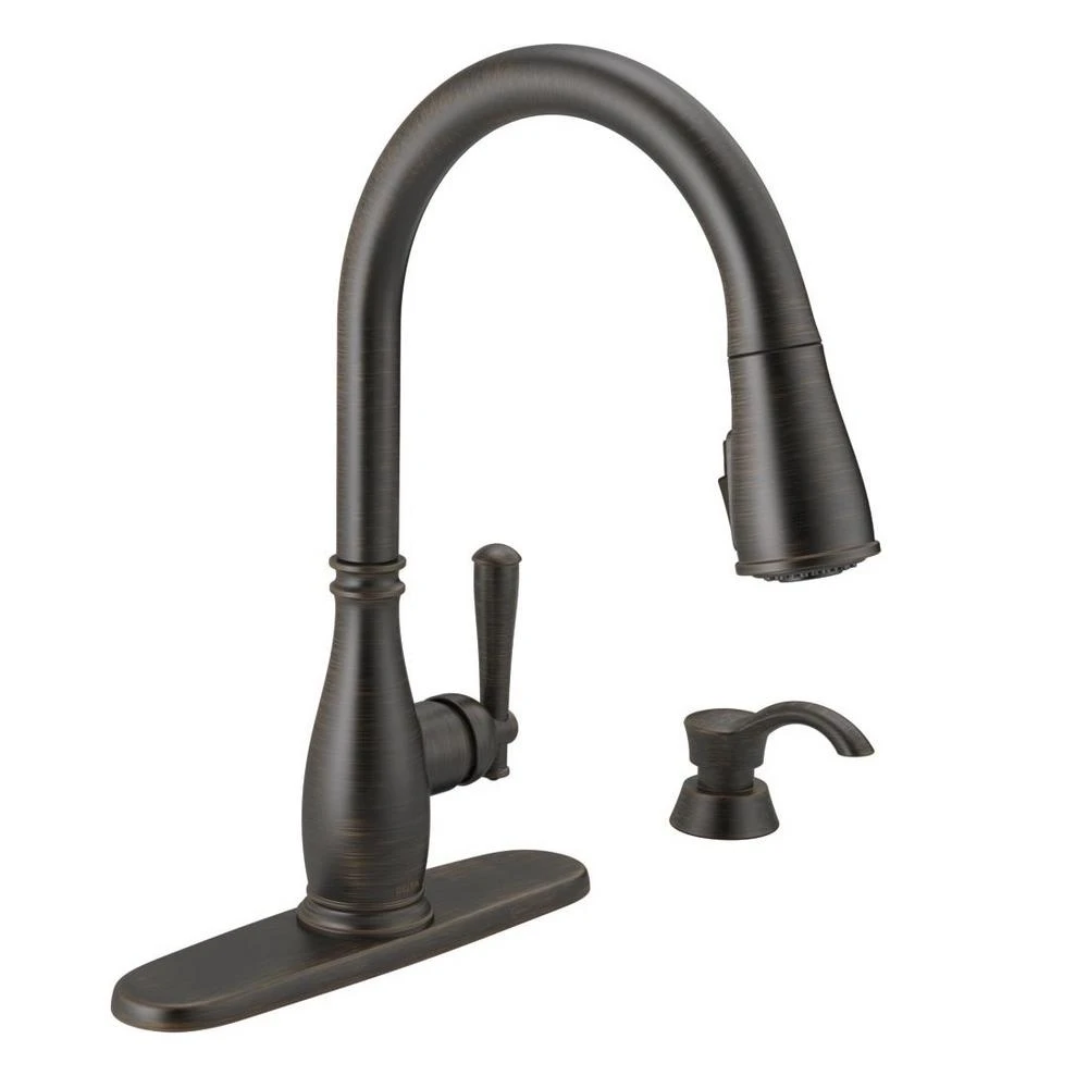 Charmaine Single Handle High Arc Kitchen Faucet With Pull-down Spray And Soap Dispenser