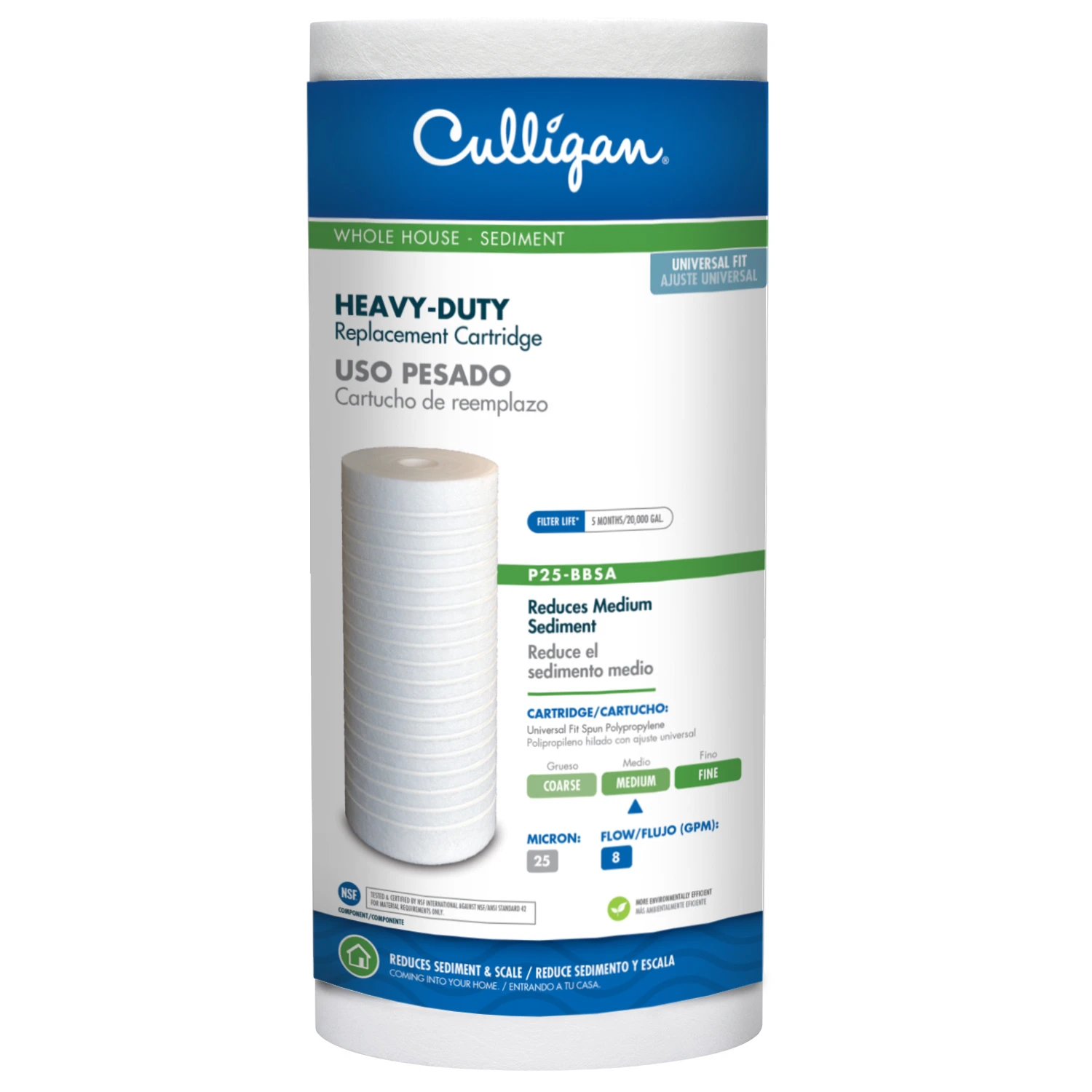 P25-bbsa Heavy Duty Whole House Water Filter Cartridge - 25 Micron Filtration