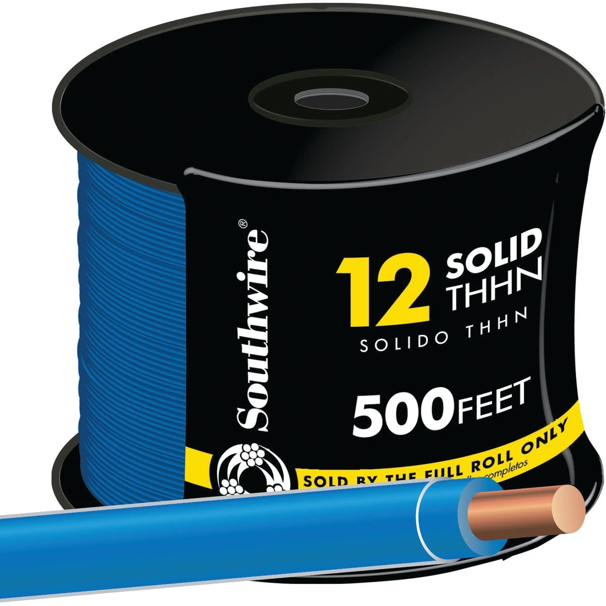 12 Gauge Solid Building Wire Type THHN Blue 500 Foot Roll
