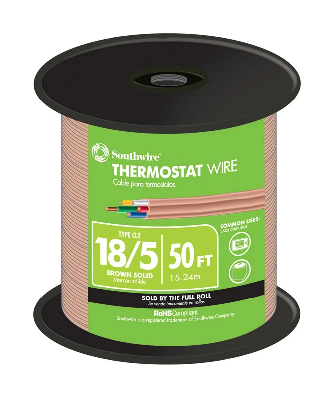 50 Ft. 18/5 Solid Copper Thermostat Wire - Class 2 Power-limited Circuit Cable