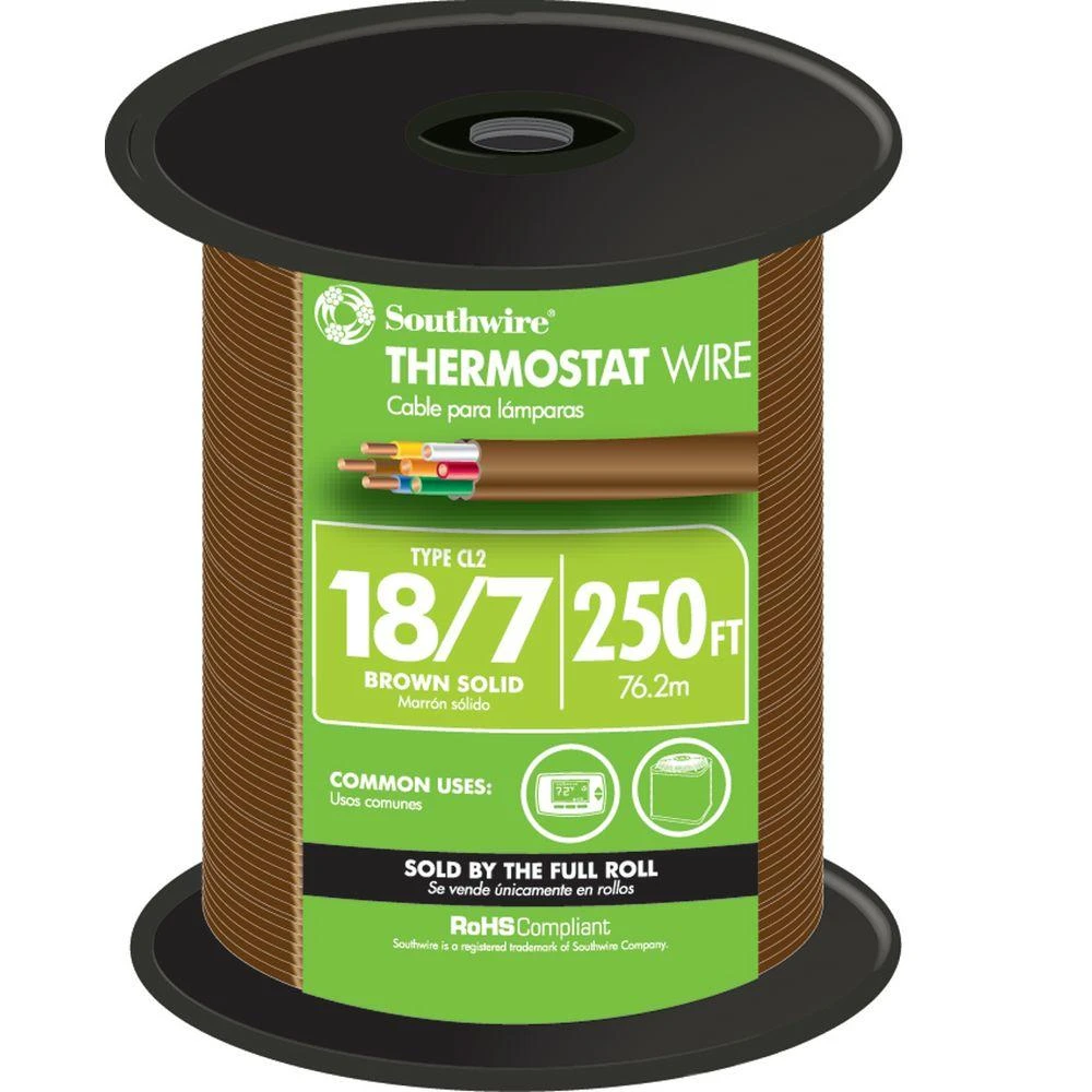 250 Ft. 18/7 Solid Copper Thermostat Wire - Class-2 Power-limited Circuit Cable