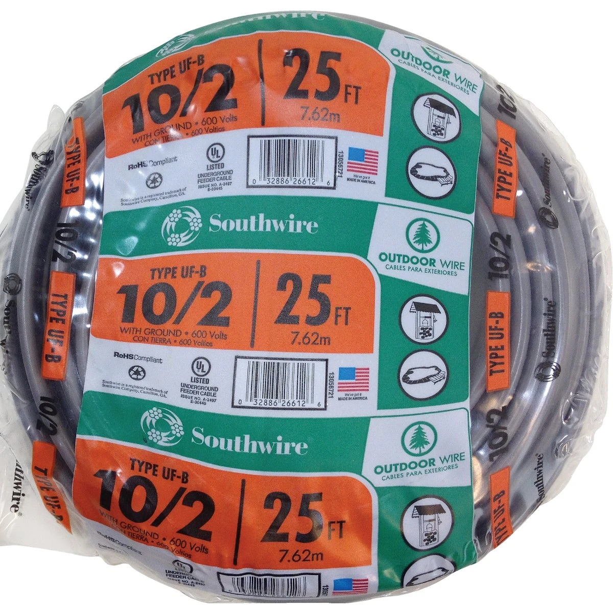 Underground Feeder and Branch Circuit Cable 600 Volt 25 Foot Coil