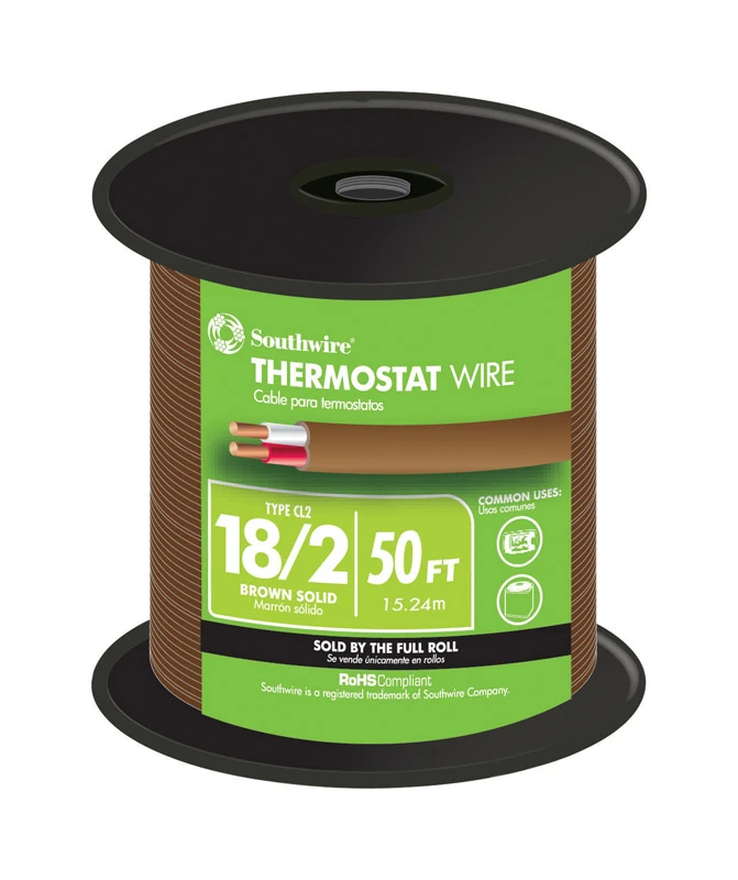 50 Ft. 18/2 Solid Copper Thermostat Wire - Class 2 Power-limited Circuit Cable