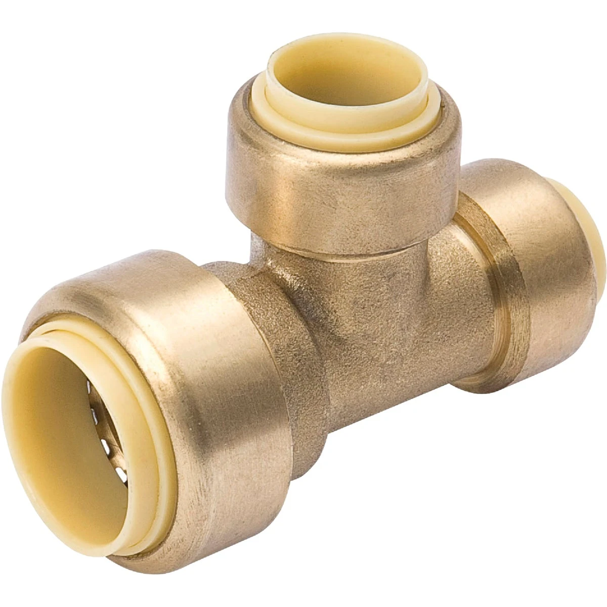 3/4 In. X 1/2 In. X 1/2 In. Push Fit Brass Tee Fitting