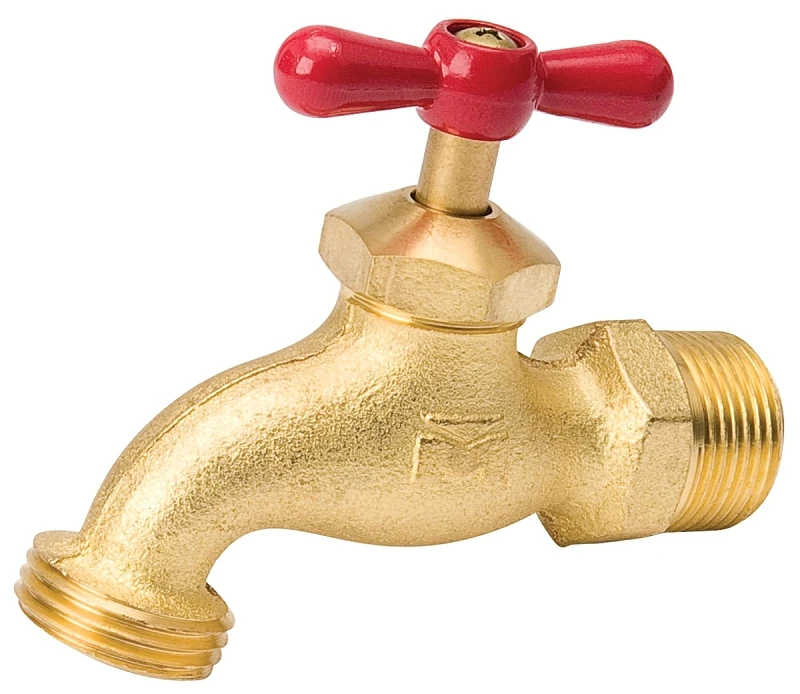 Heavy-duty Brass Hose Bibb, 1/2 Mp X 1/2 Solder X 3/4-inch Hose