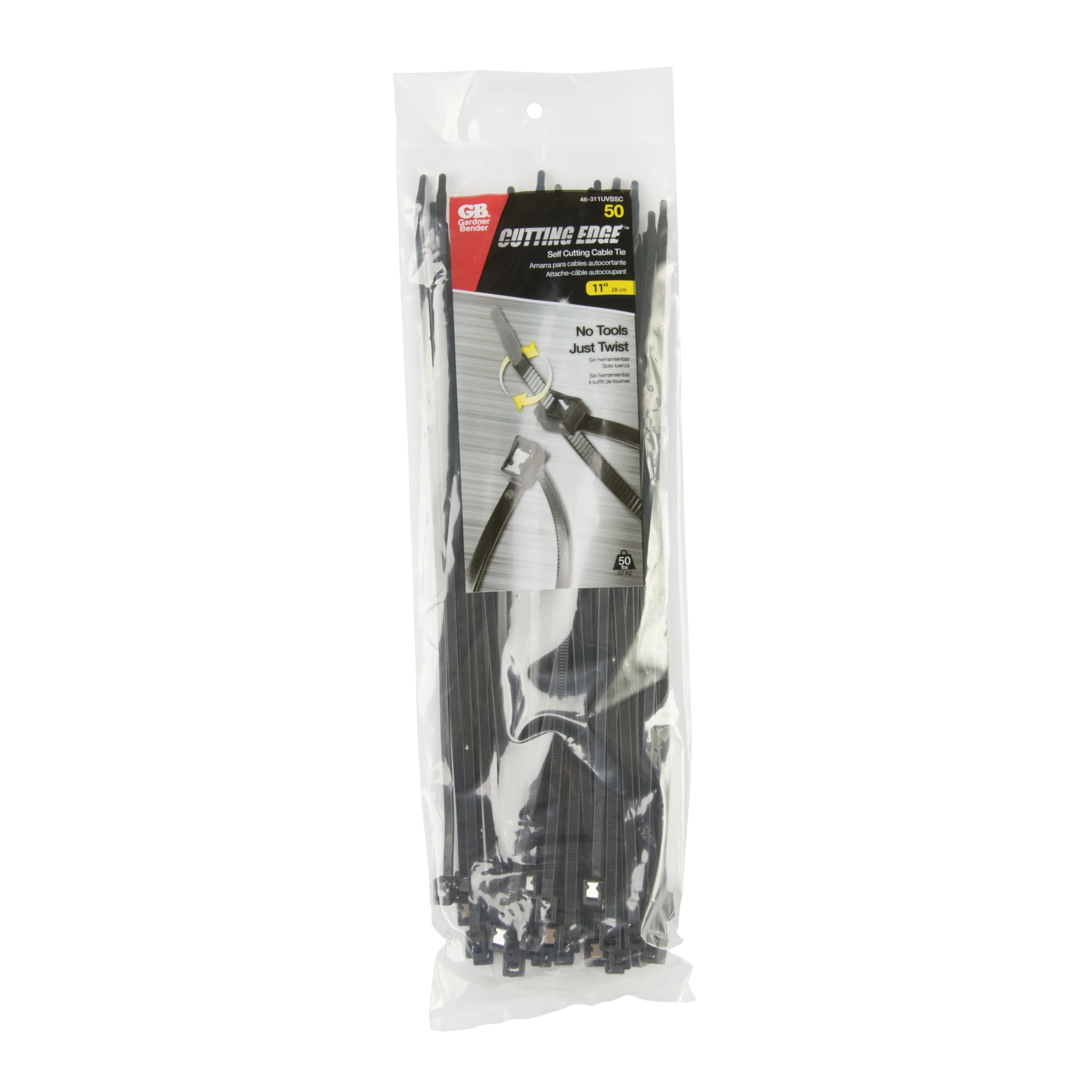 Gardner Bender Cutting Edge 11 In. x 0.169 In. Black Nylon Self-Cutting Cable Tie (50-Pack)