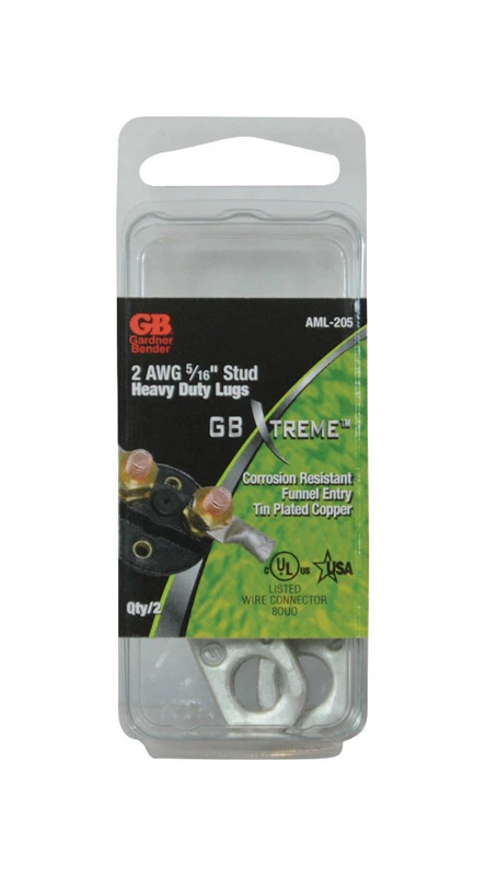 Xtreme Copper Lug, 5/16-In. Stud, 2 AWG, 2-Pk.