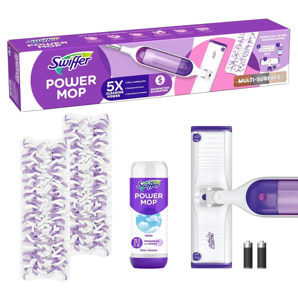Power Mop Starter Kit with Mop, 25.3 oz. Solution & 2 Pads