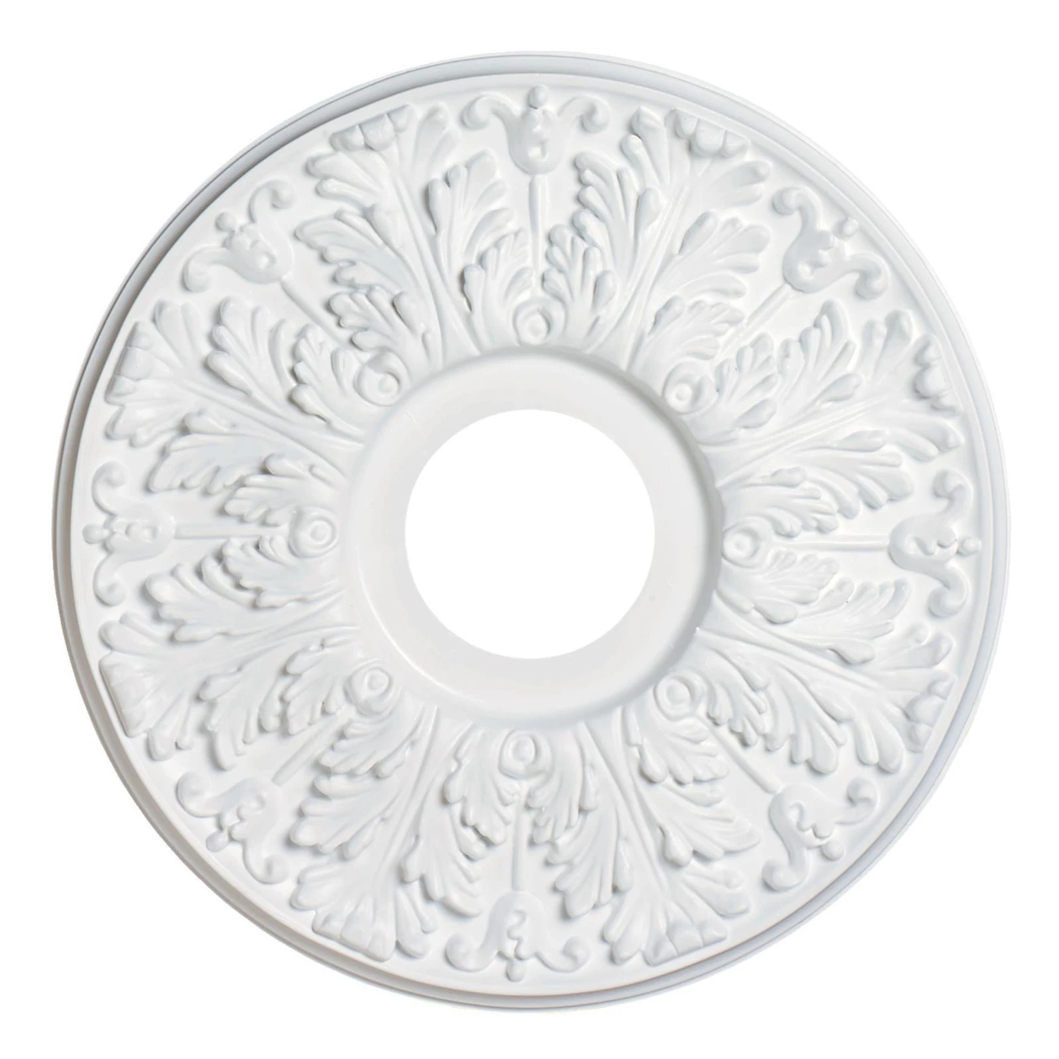 White Decorative Ceiling Fan Medallion, 16-Inch Diameter, Classic Design