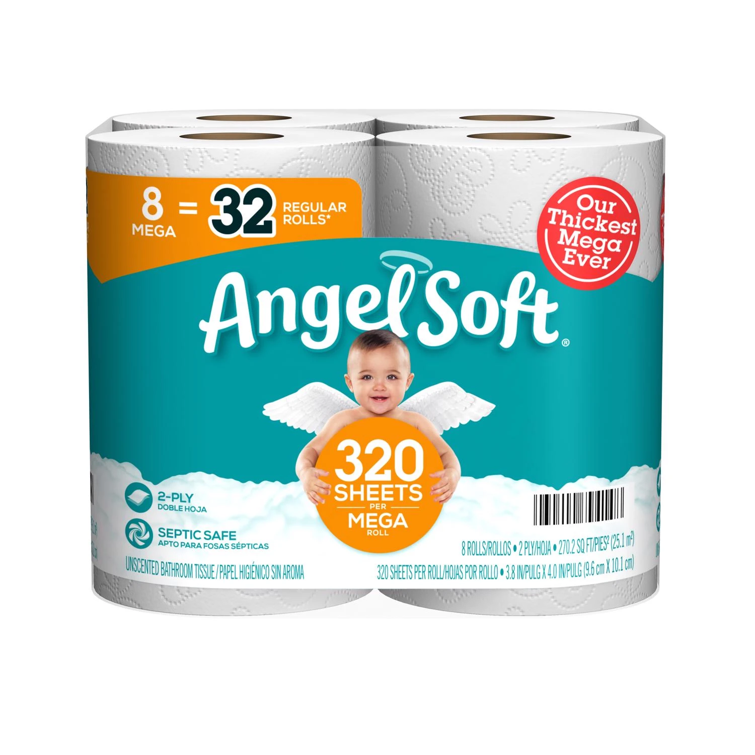 2-Ply Bath Tissue, 320 Sheets Per Mega Roll, 8-Roll Pack