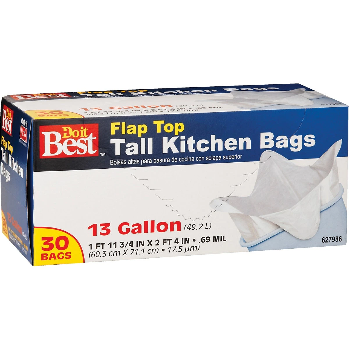 KITCHEN BAGS 13GAL FLAP TOP