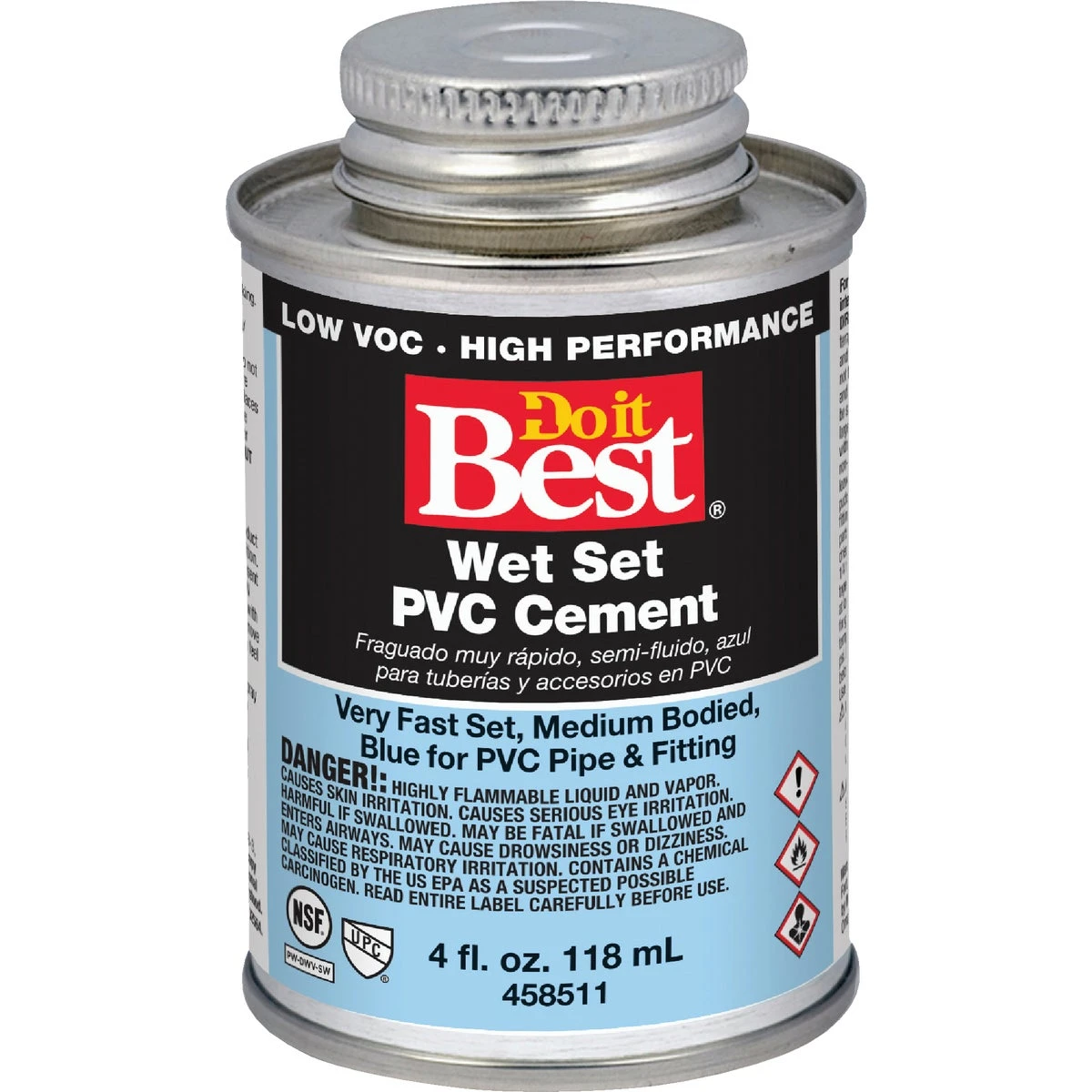 4 Oz. Medium Bodied Blue Pvc Cement For Plumbing Applications