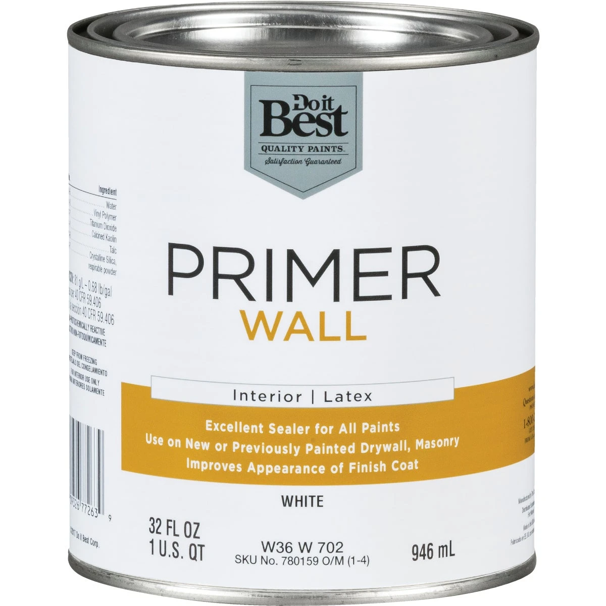 Interior Latex Wall Primer, White, 1 Quart - Fast Drying & Excellent Sealer