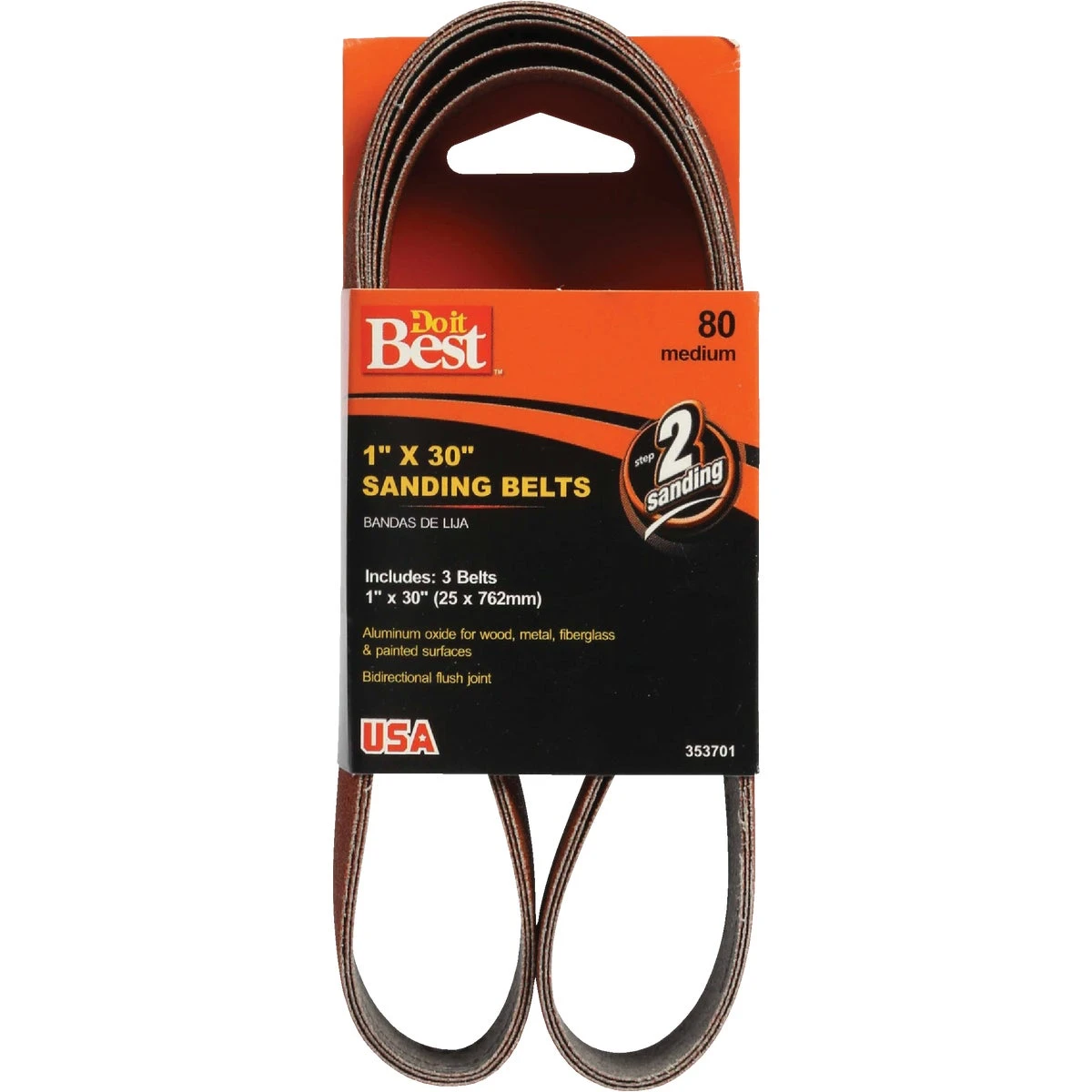 1 In. X 30 In. 80 Grit Power Sanding Belt (3-pack) Model 353701ga