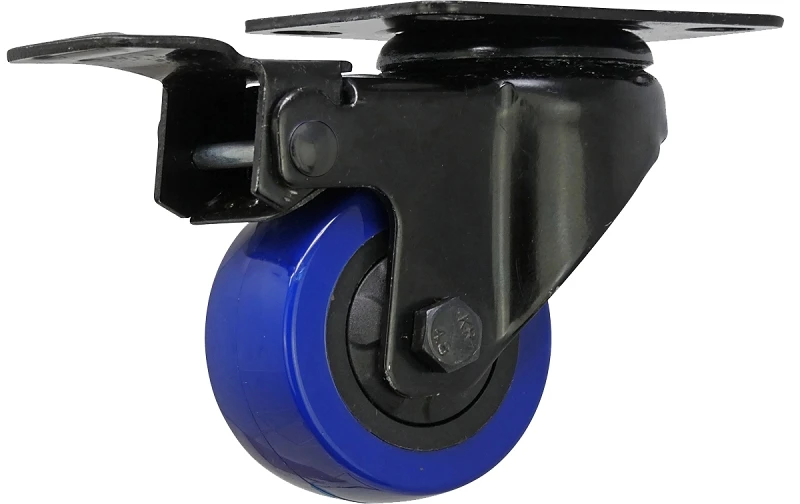 Blue Diamond TPU Wheel Caster, 2-In. D, Foot Activated Total Lock Break, 135-Lb. Load Capacity, 1-Pk