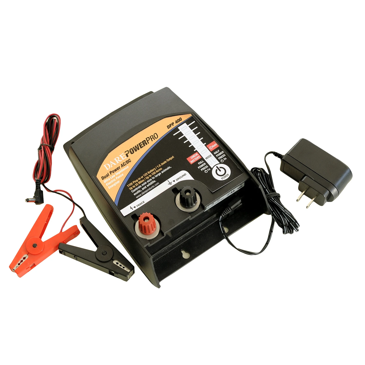Electric Fence Energizer for 100 Acres, AC and DC Compatible, 1 Joule Output