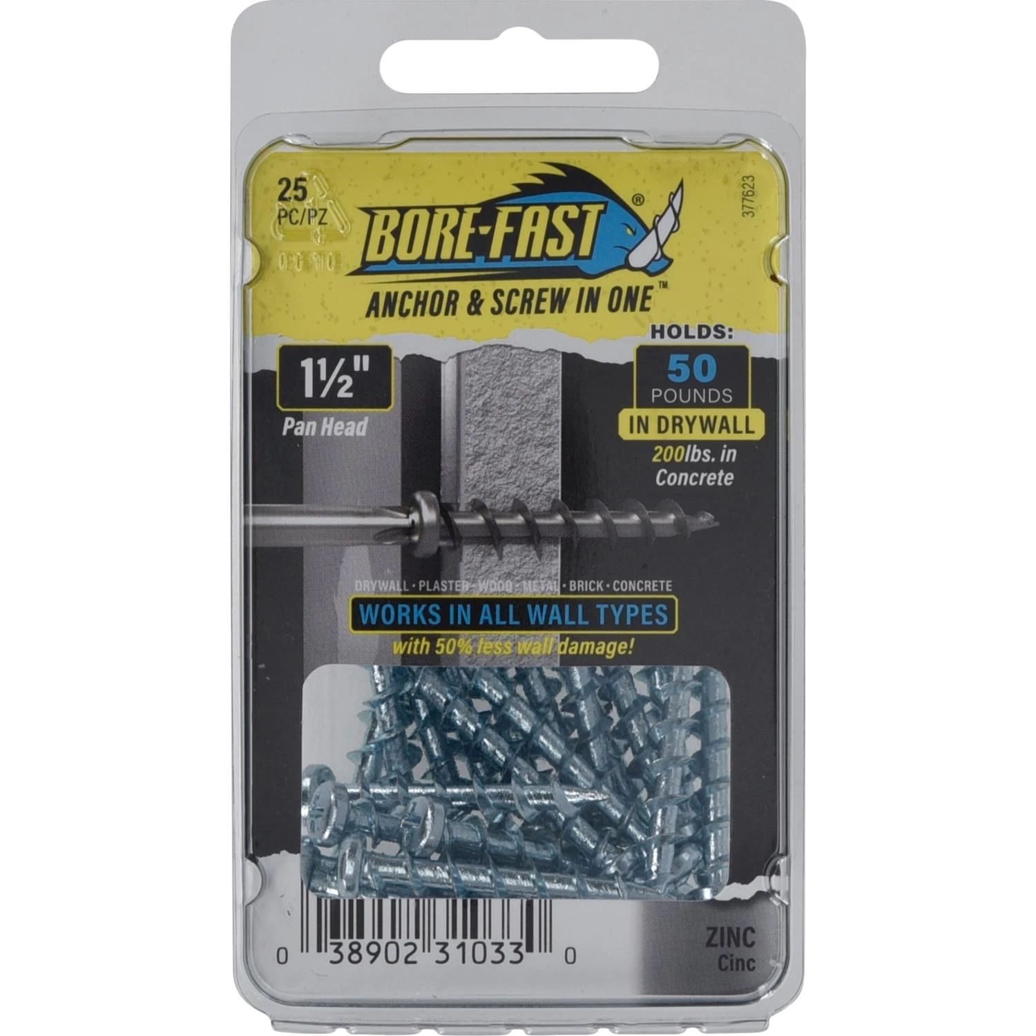 Phillips Head Screw Anchors, Chrome, 1-1/2 In., 25-Ct.