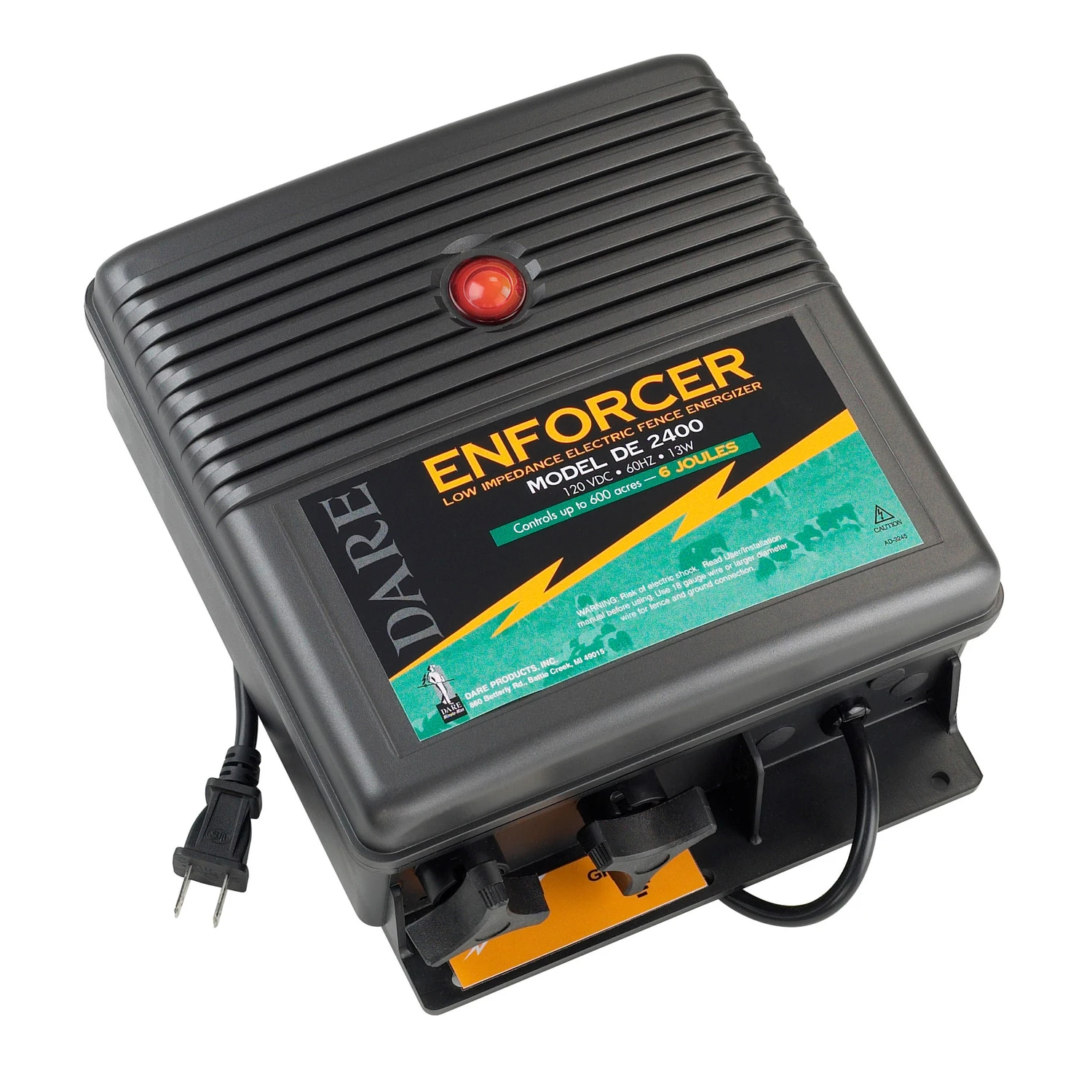 600-acre Electric Fence Charger, 110 Volt, 6 Joules, Model De2400