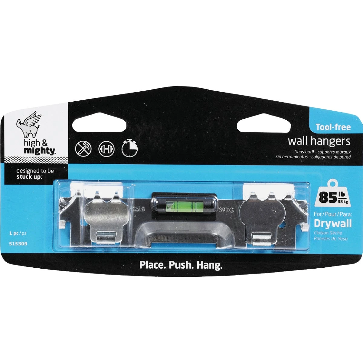 Picture Hanger with Built-In Level, Supports Up to Eighty-Five Pounds
