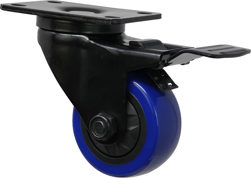 Blue Diamond TPU Wheel Caster, 3-In. D, Foot Activated Total Lock Break, 225-Lb. Load Capacity, 1-Pk