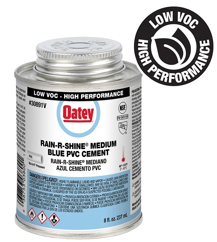 Rain-r-shine 8 Oz. Low Voc Medium Bodied Blue Pvc Cement For Wet Conditions