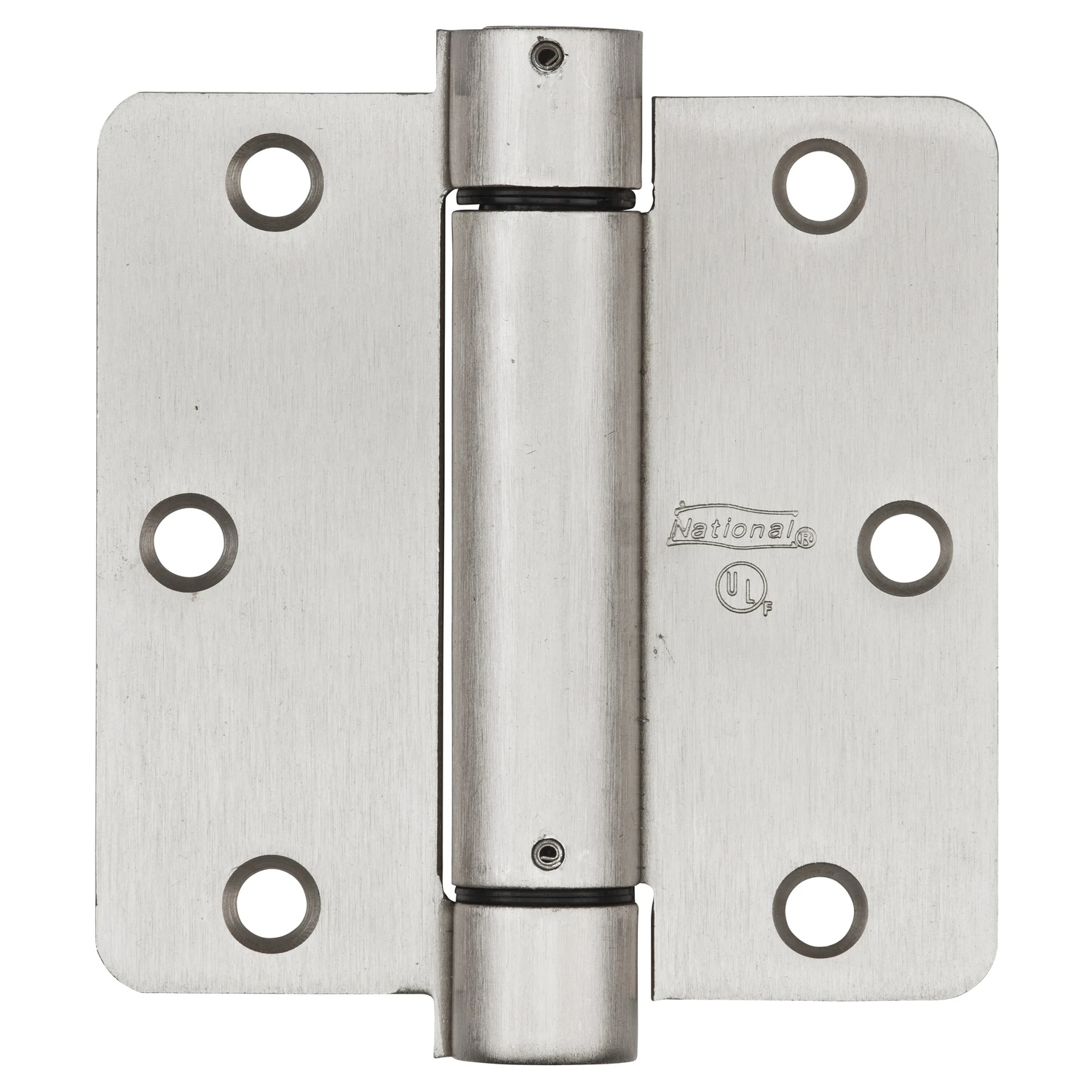 Spring Door Hinge, Adjustable, Nickel, 3.5 In.