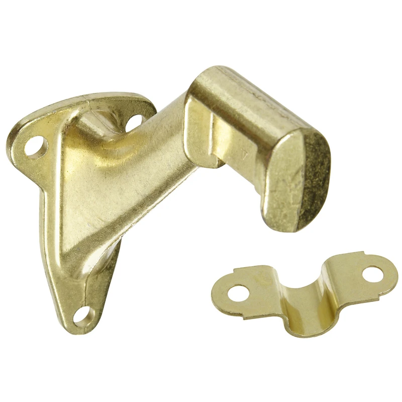 Two Piece Handrail Bracket Set in Bright Brass Finish