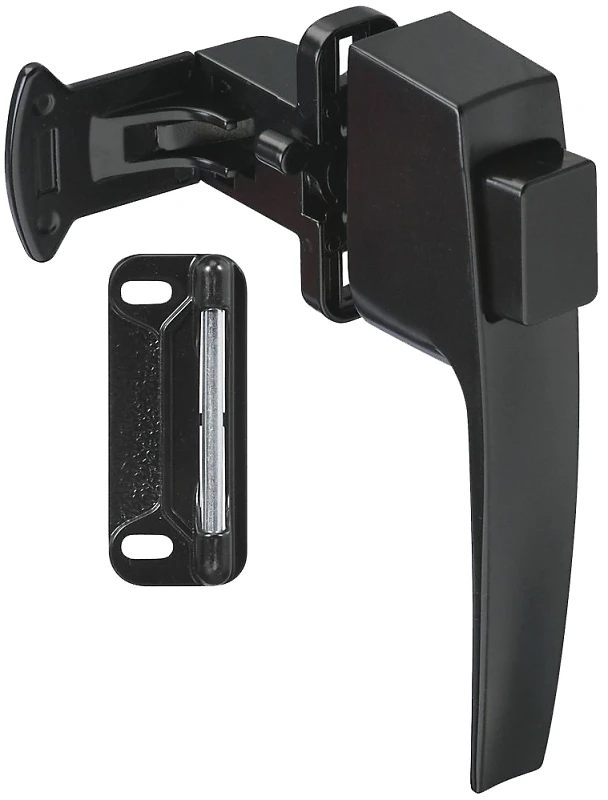 Screen & Storm Door Latch, Push-Button, Black Satin, 1-3/4 In. Hole Spacing