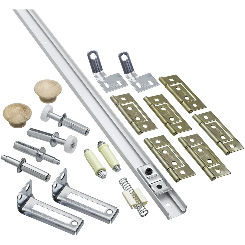 Folding Door Hardware Set, White, 60 In.