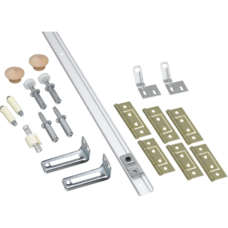 Folding Door Hardware Set, White, 48 In.