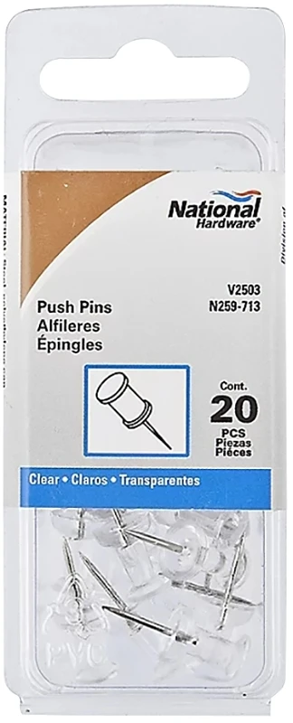 Push Pins, Clear, 20-Pk.