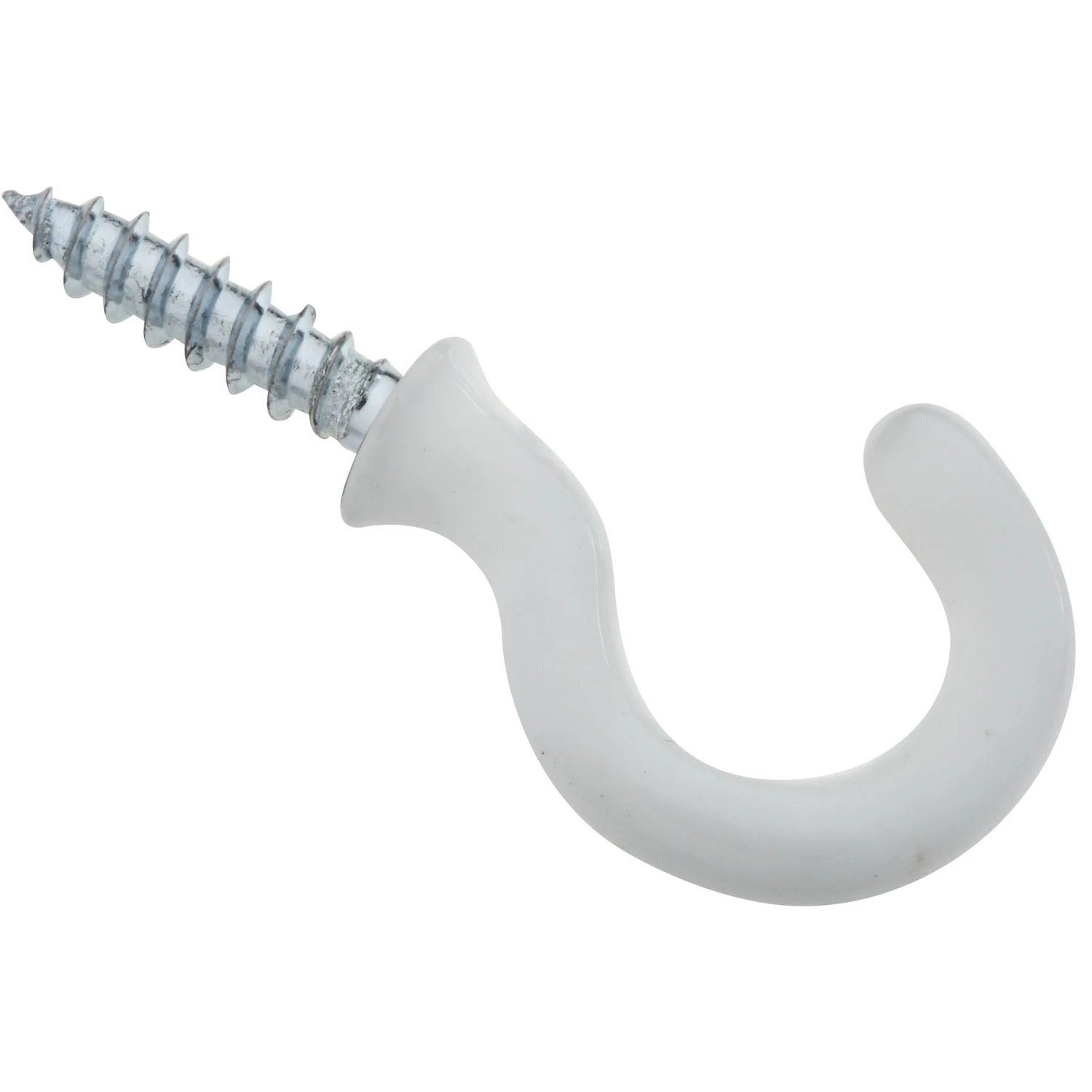 Cup Hook, White Vinyl Coated, 3/4 In., 50-Pk.
