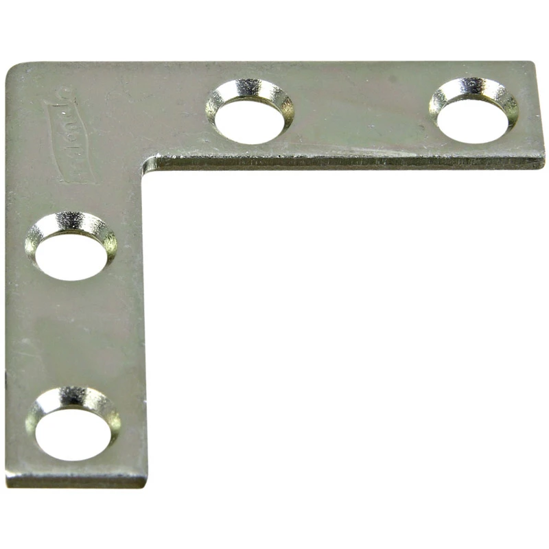 Flat Corner Iron Bracket, Zinc Plated, 1 and 1/2 Inch Length