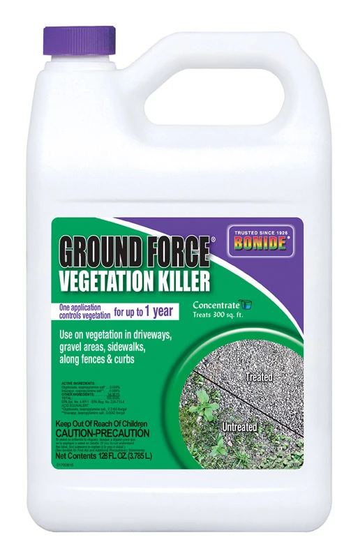 Ground Force Vegetation Killer Concentrate 128 Ounce Provides Year Long Protection Against Weeds Grasses and Roots