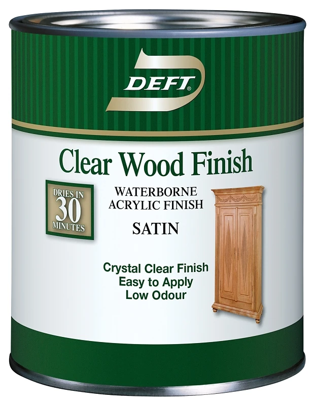 Waterborne Clear Satin Wood Finish, 1 Gallon, Interior Acrylic Formula
