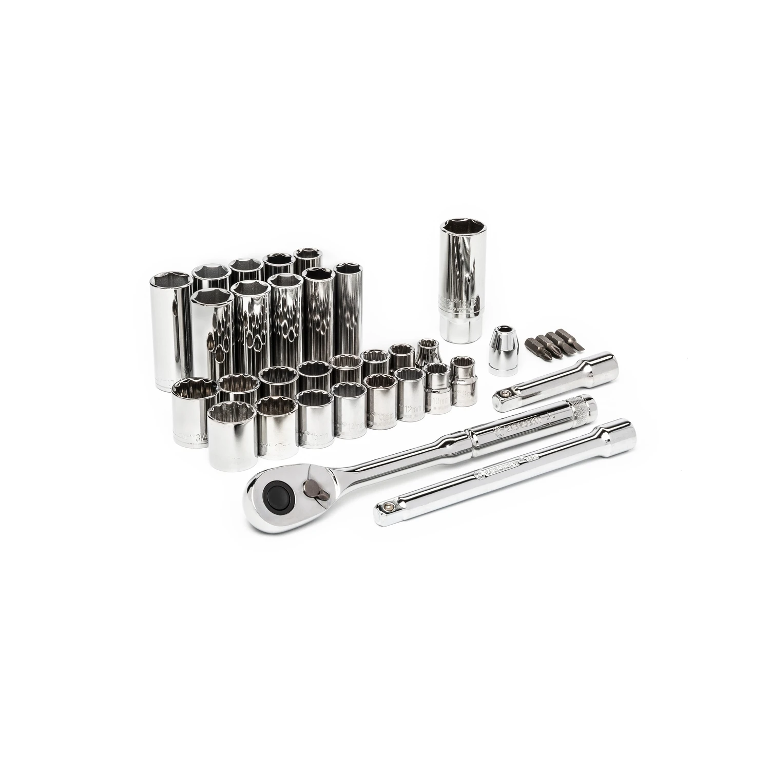 35-piece 3/8 In. Drive Sae/metric Socket Wrench Set With Ratchet