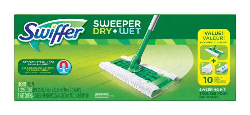 Sweeper Dry + Wet Starter Kit, 1 Mop, 7 Dry & 3 Wet Cloths, Model 92815