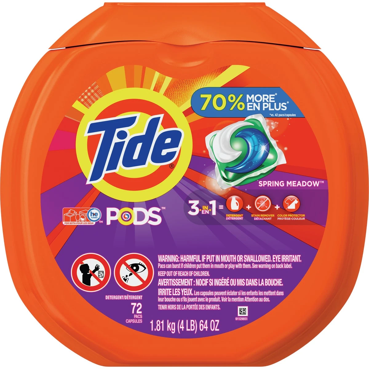 Pods Laundry Detergent, Spring Meadow, 72-Ct.