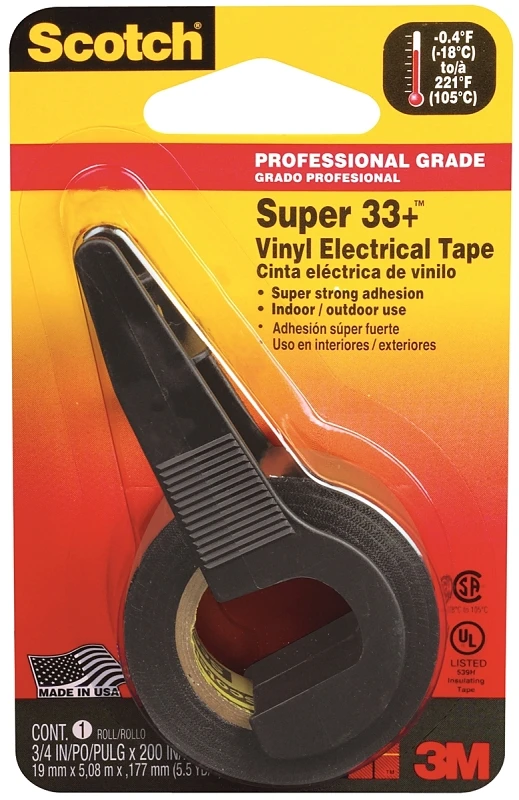 Super 33+ 3/4 In. W X 200 In. L Black Vinyl Electrical Tape