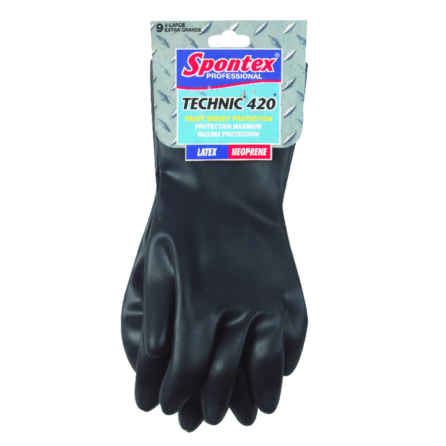 Spontex Technic 420 Latex/Neoprene Cleaning Gloves XL Black 1 pk