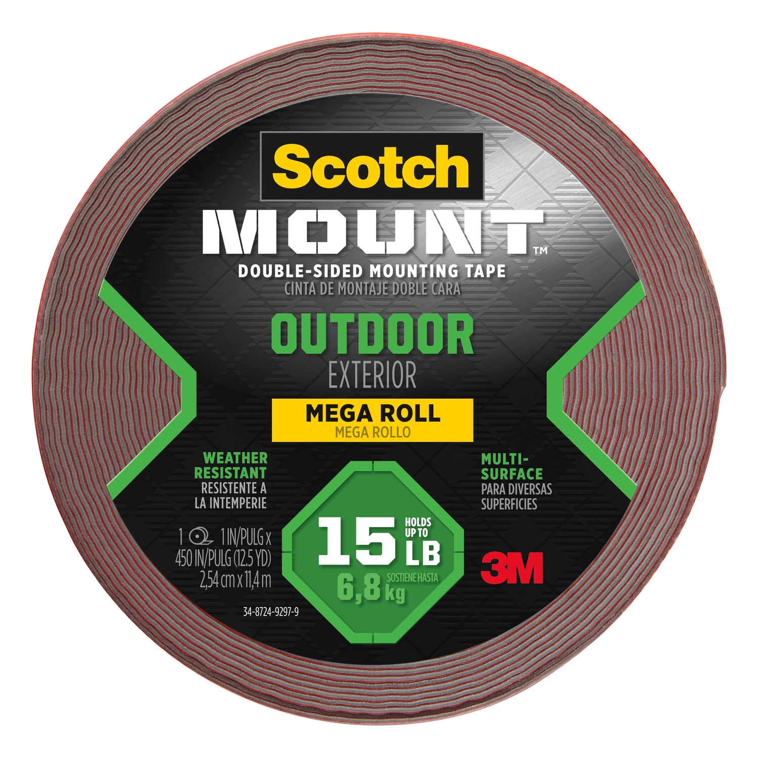 Double-Sided Outdoor Mounting Tape, 1 Inch by 33.3 Feet Roll