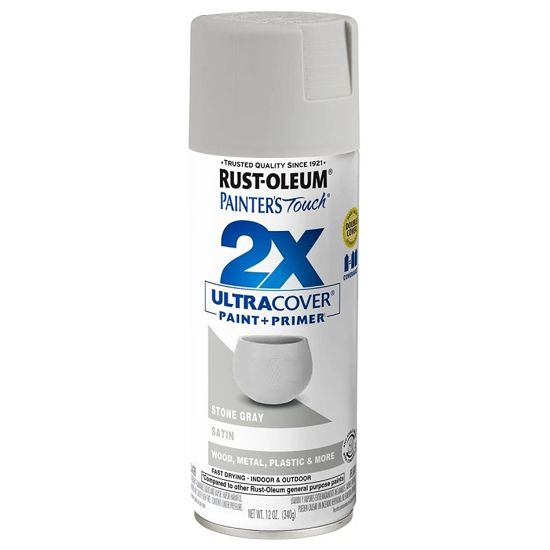 Painter's Touch 2x Ultra Cover 12 Oz. Satin Spray Paint, Stone Gray
