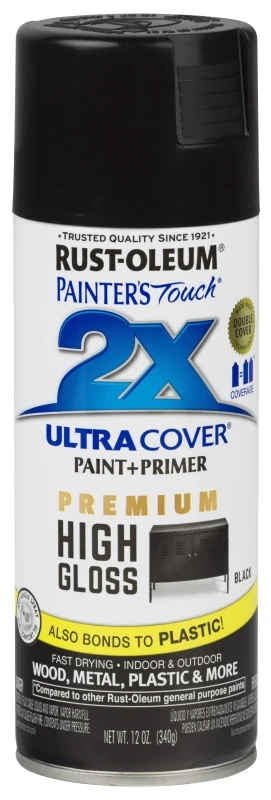 Painter's Touch 2x Ultra Cover High-gloss Black Spray Paint 12 Oz