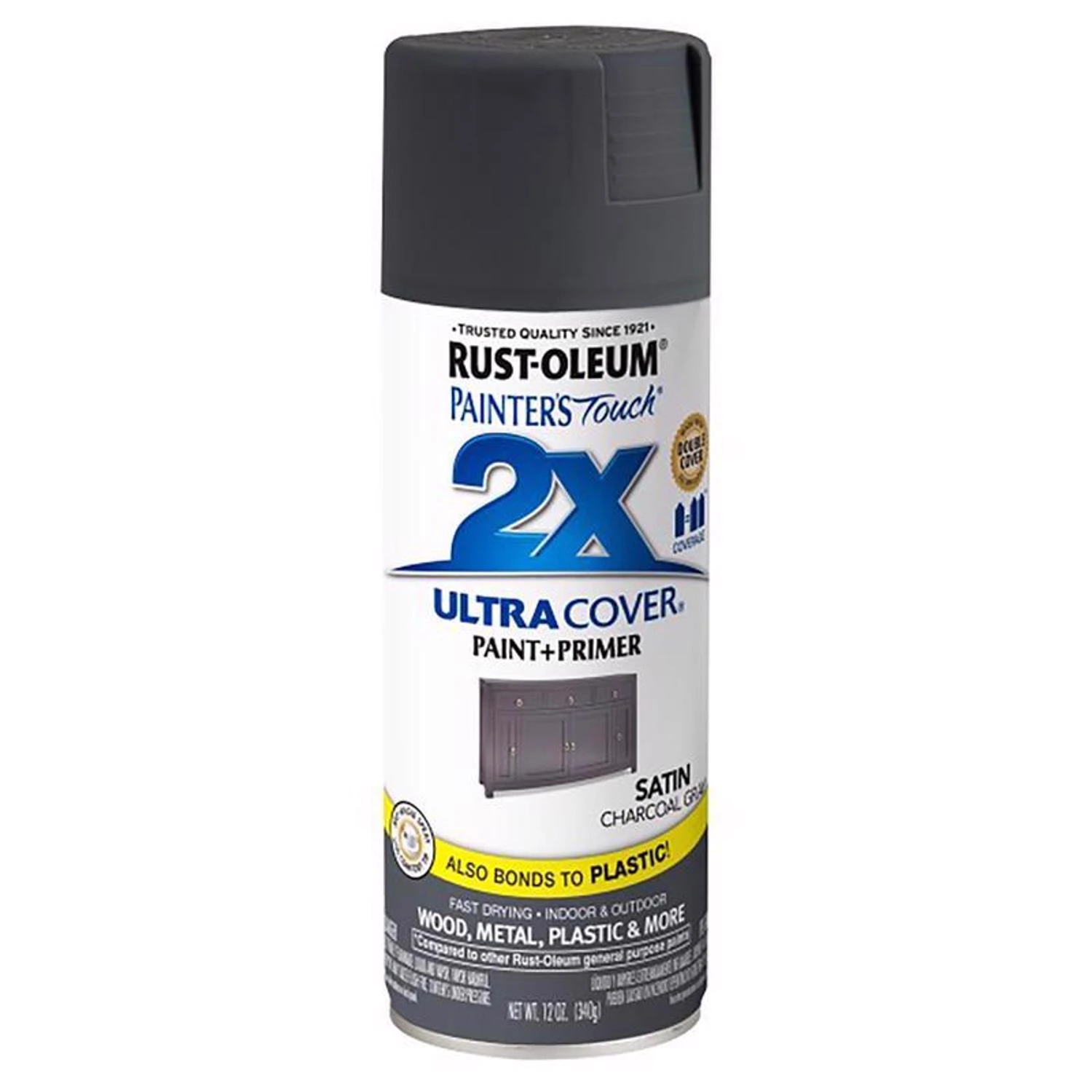 Painter's Touch 2x Ultra Cover Satin Charcoal Gray Spray Paint 12 Oz