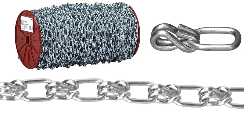 3/0 Gauge Zinc Lock Link Chain, 50 Feet Length, Heavy Duty