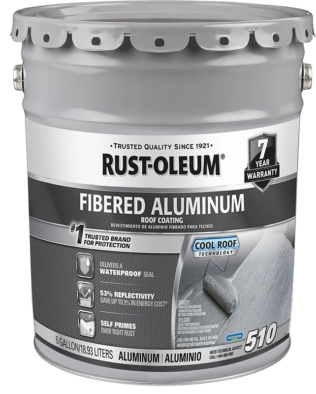 510 5 Gallon Fibered Aluminum Roof Coating With 7-year Warranty