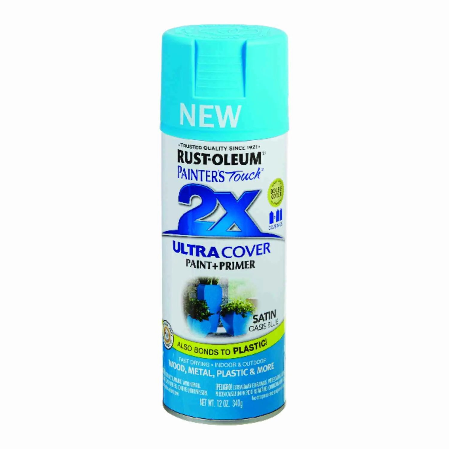 Painter's Touch 2x Ultra Cover Satin Oasis Blue Spray Paint 12 Oz