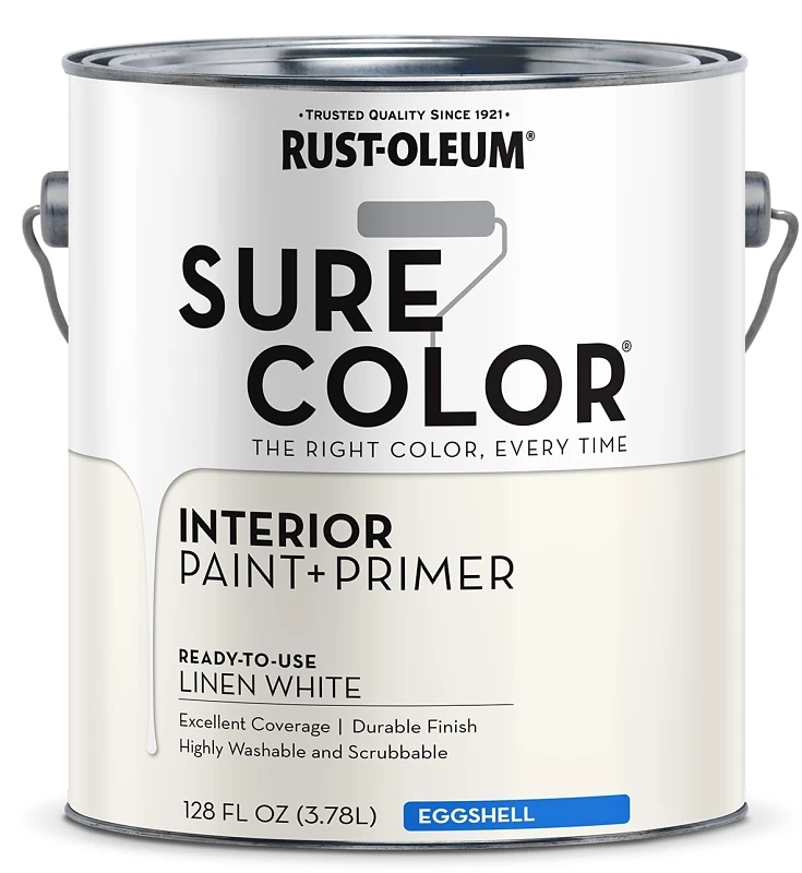 Rust-Oleum Sure Color Eggshell Linen White Water-Based Paint + Primer Interior 1 gal