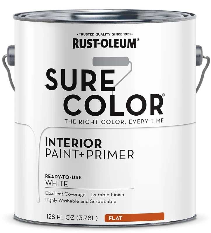 Sure Color Interior Wall Paint & Primer, Flat White, 1 Gallon