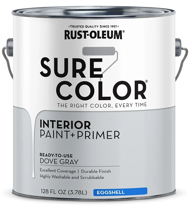 Sure Color Interior Wall Paint & Primer, Eggshell Dove Gray, 1 Gallon